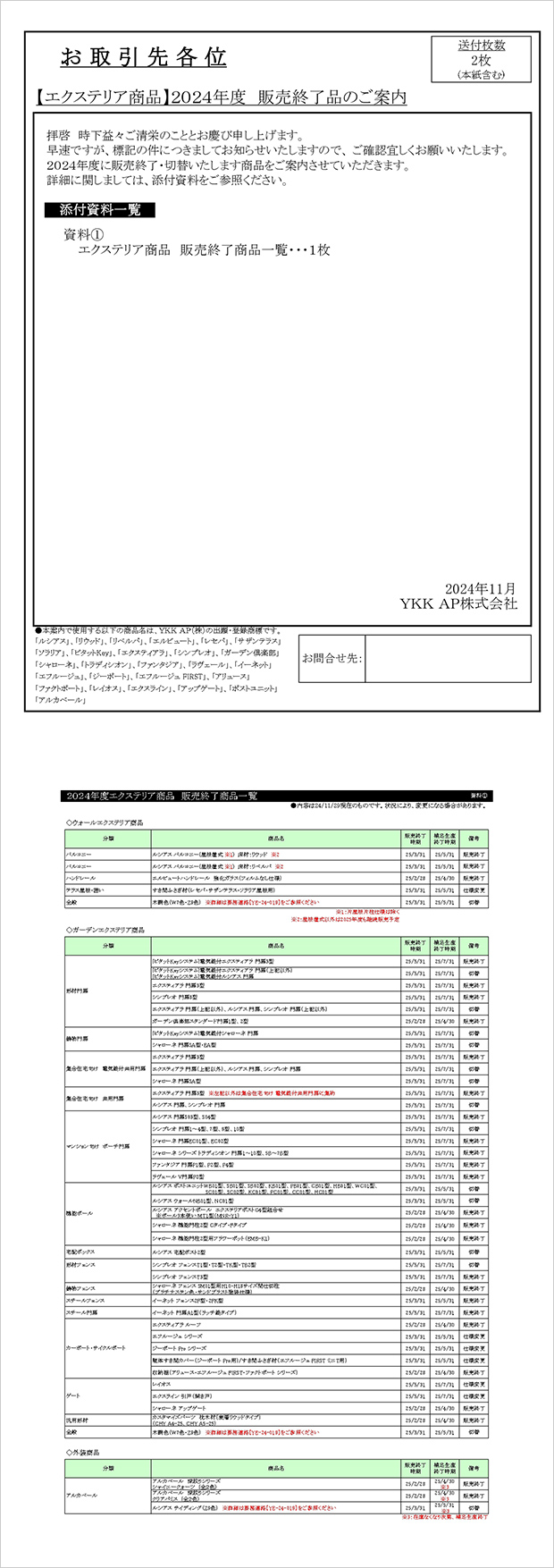 2024年度 販売終了品のご案内