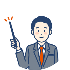 ポイントを説明する営業マンのイラスト