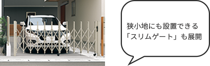 狭小地にも設置できる「スリムゲート」も展開